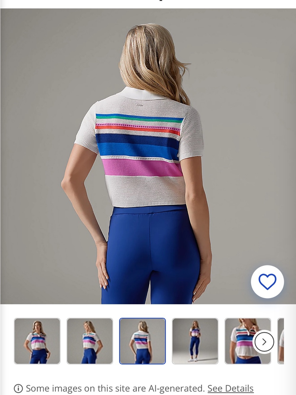 Striped Knit Polo Crop Top - Picture 2 of 5
